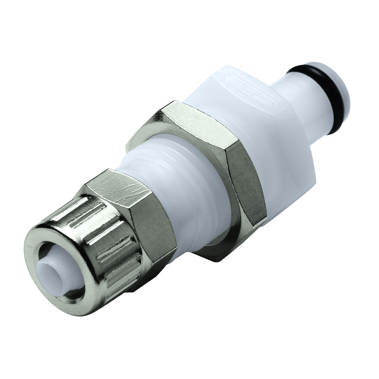CPC Schnellverschlussstecker Schottausführung mit Absperrung, 1/4" (6,4 mm) AD x 4,3 mm ID, Acetal